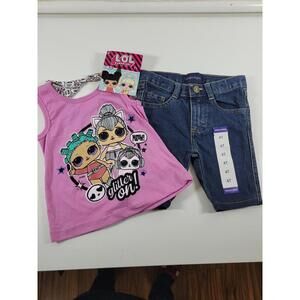 LOL Surprise & Vintage Express Girl's Tank Top & Jean Shorts 2 Piece 4T NEW